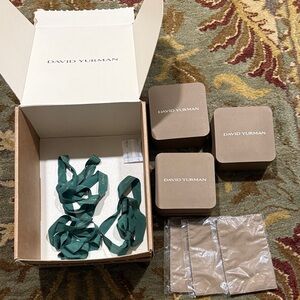 David Yurman Brown Boxes with Teal Ribbons